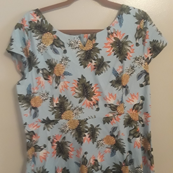 VENFLON Pineapple Print Skater Dress Sz 4X - Picture 2 of 2